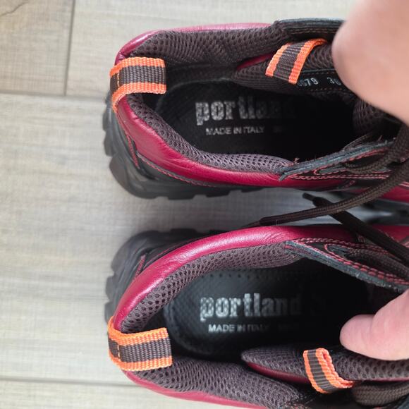 Portland Leather Goods Ankle Boots Burgundy Black Chunky Lug Sole Women Sz 36 EU - Picture 9 of 11